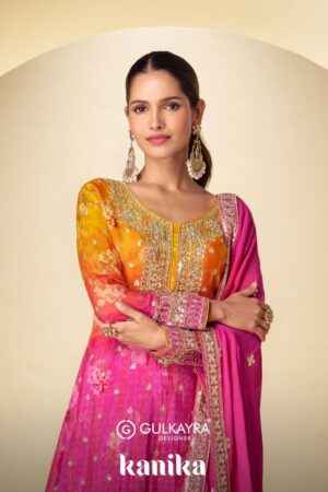 gulkayra designer kanika series 7598 to 7599 chinon readymade plazzo style suit in wholesale surat Rehmat Boutique
