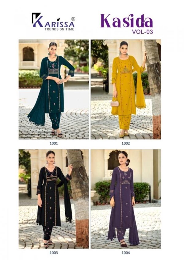 karissa kasida vol 3 series 1001-1004 Premium LIVA Rayon wholesale readymade suit Rehmat Boutique karissa kasida vol 3 series 1001-1004 Premium LIVA Rayon wholesale readymade suit karissa kasida vol 3 series 1001-1004 Premium LIVA Rayon wholesale readymade suit Rehmat Boutique