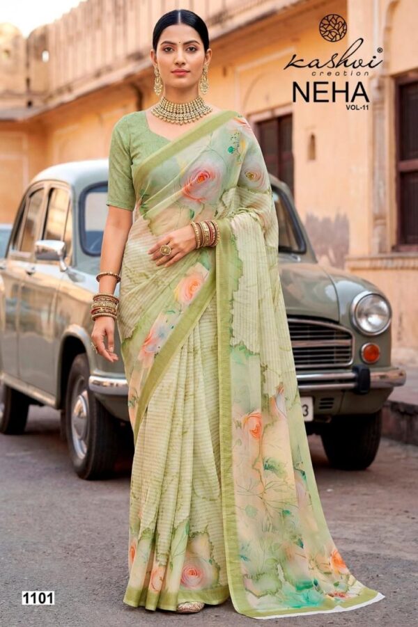 kashvi creation neha vol 11 series 1101-1108 dull moss wholesale saree Rehmat Boutique