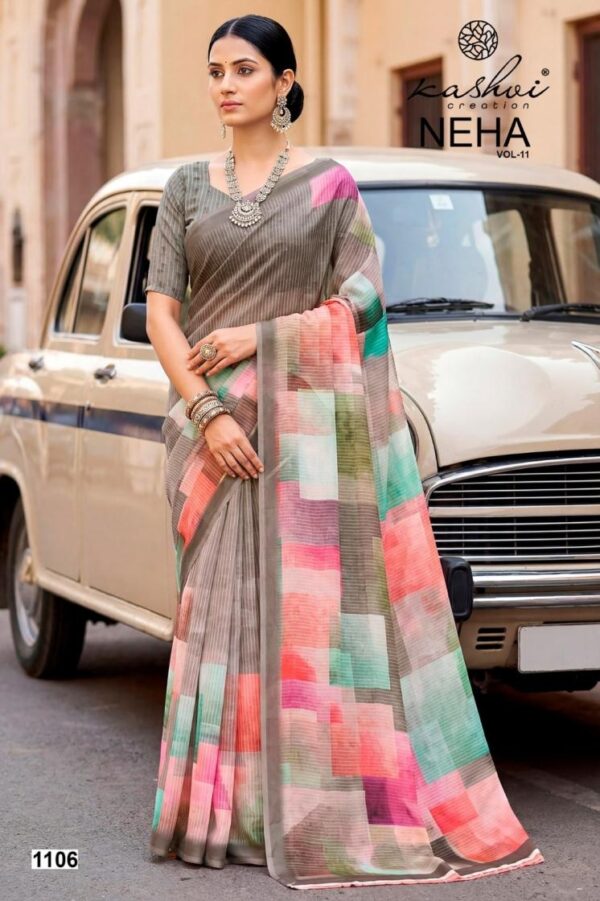 kashvi creation neha vol 11 series 1101-1108 dull moss wholesale saree Rehmat Boutique