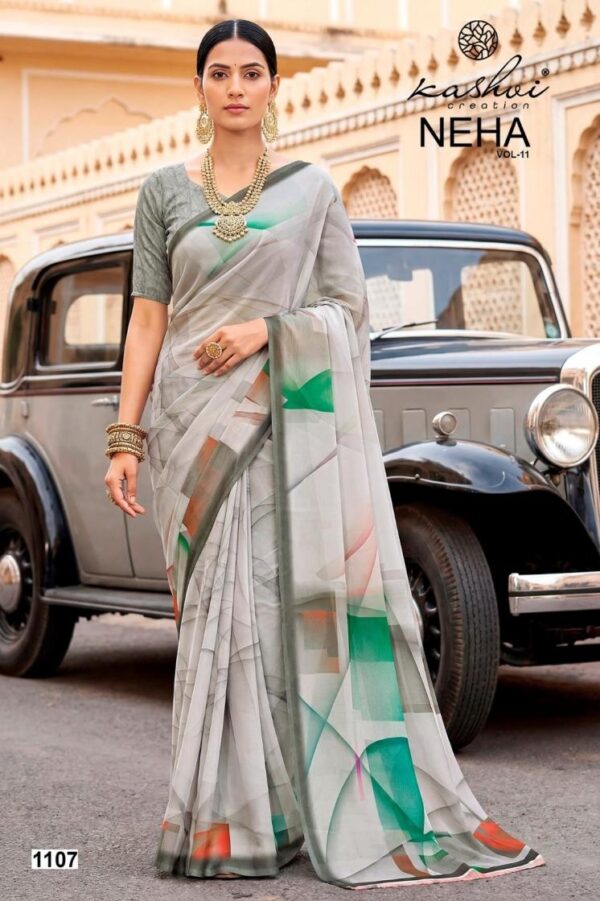 kashvi creation neha vol 11 series 1101-1108 dull moss wholesale saree Rehmat Boutique