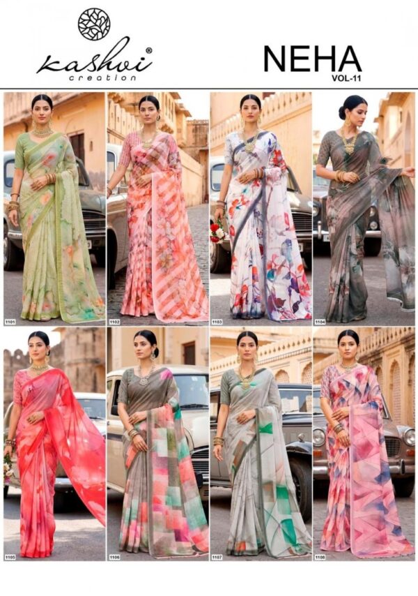kashvi creation neha vol 11 series 1101-1108 dull moss wholesale saree Rehmat Boutique