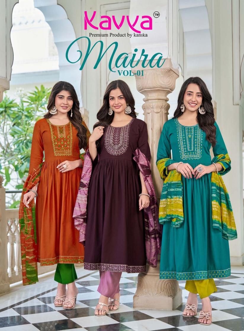 kavya maira vol 1 series 1001 to 1010 vetican readymade casual umbrella suit in wholesale surat Rehmat Boutique kavya maira vol 1 series 1001 to 1010 vetican readymade casual umbrella suit in wholesale surat Rehmat Boutique