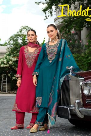 lily & lali ibadat series 27471 to 27474 viscose silk readymade unique suit in wholesale surat Rehmat Boutique