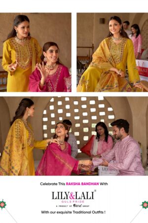 lily & lali mubarak series 27101 to 27104 viscose silk readymade exclusive kurti pant with dupatta in wholesale surat Rehmat Boutique