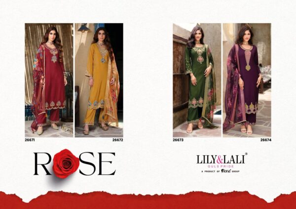 lily & lali rose series 26671 to 26674 simmer silk readymade luxurious silk suit in wholesale surat Rehmat Boutique
