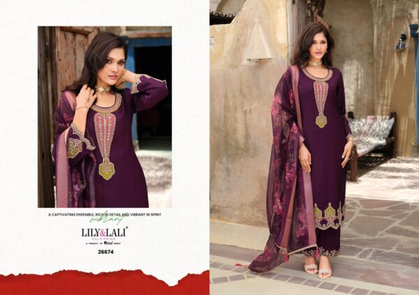 lily & lali rose series 26671 to 26674 simmer silk readymade luxurious silk suit in wholesale surat Rehmat Boutique