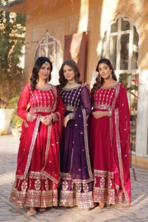 lw 9219 elegant style readymade faux blooming sequence work gown with dupatta Rehmat Boutique