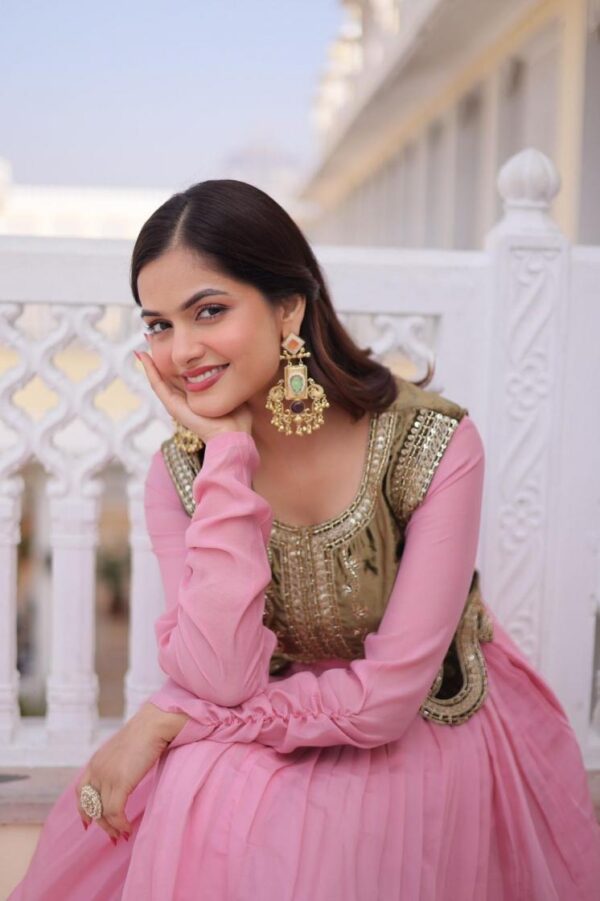 lw 9317 mul chanderi readymade stylish gown with koti Rehmat Boutique