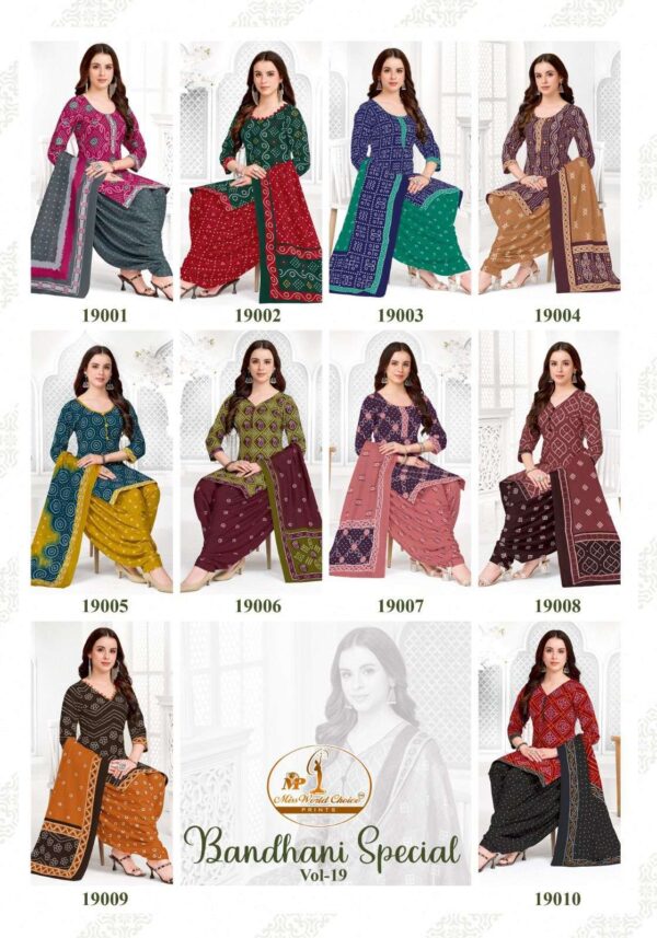 Miss World Bandhani Special Vol-19 series 19001-19010 pure cotton readymade suit Rehmat Boutique