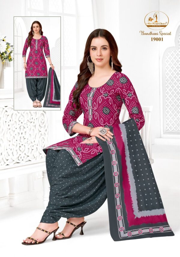 Miss World Bandhani Special Vol-19 series 19001-19010 pure cotton readymade suit Rehmat Boutique