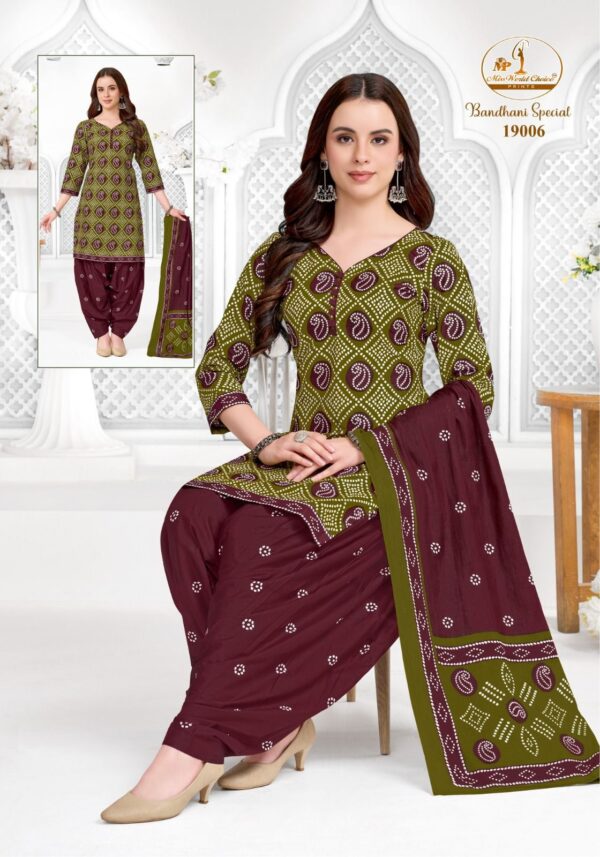 Miss World Bandhani Special Vol-19 series 19001-19010 pure cotton readymade suit Rehmat Boutique