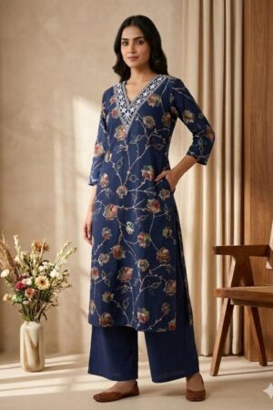 Home Rehmat Boutique Buy Ethnic Suits Online for Weddings modern vatican discharge casual wear full stitch v nack combo kurti with palazzo set Rehmat Boutique