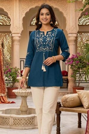 Home Rehmat Boutique Buy Ethnic Suits Online for Weddings morden cotton readymade beautiful short kurti combo set Rehmat Boutique