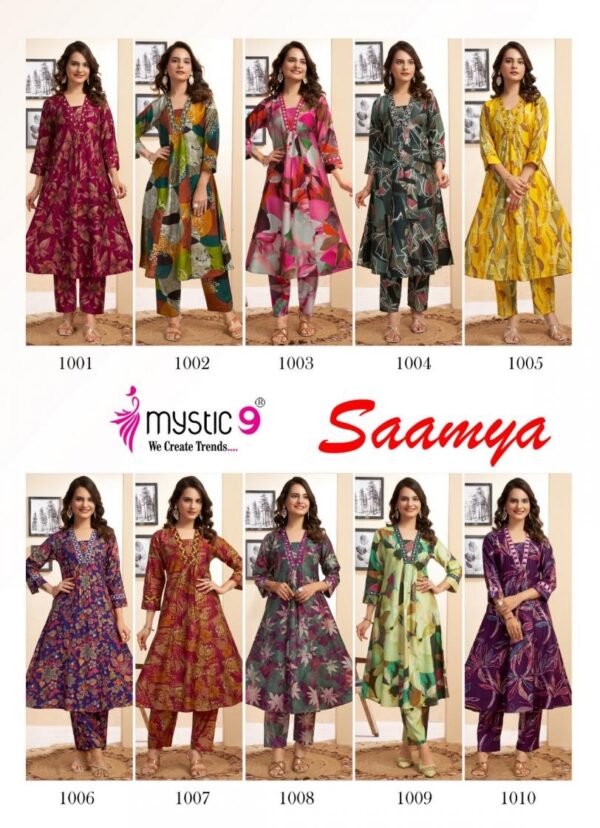 mystic9 saamya vol 1 series 1001 to 1010 elegance berlin foil readymade suit in wholesale surat Rehmat Boutique