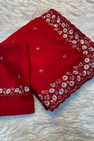 Home Rehmat Boutique Buy Ethnic Suits Online for Weddings New Arrivals -032 Soft Crush Silk Fabric Saree With Fancy Sequince & Thread Rehmat Boutique