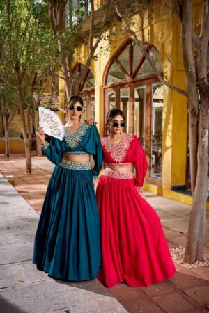 nnk1120 half saree festive look vichitra silk stitch lehenga unstitch blouse exports Rehmat Boutique