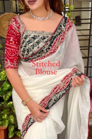 panghat satin bandhani heritage elegance saree with stitch blouse in wholesale surat Rehmat Boutique