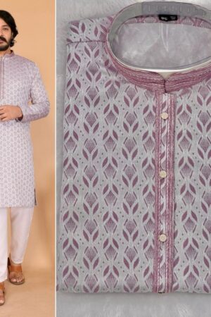 pr barati full stitch jacquard silk classic unique mens kurta with pajama in wholesale surat Rehmat Boutique