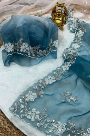 pr clothing kc 897 shiney organza sequence work trendy saree in wholesale surat Rehmat Boutique