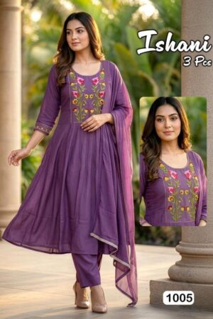 pr ishanii series 1001 to 1008 readymade elegance mul chanderi suit in wholesale surat Rehmat Boutique