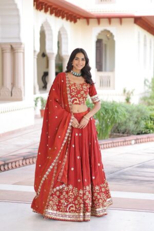 pr ka 5062 vichitra silk fashionable stitch lehenga unstitch choli dupatta in wholesale surat Rehmat Boutique