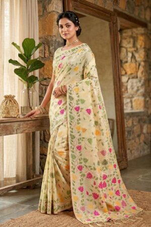 pr LOVELY LADY fancy designer Soft LINEN COTTON fabric with Fancy latkan saree in wholesale surat Rehmat Boutique