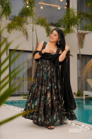 pr lucaya vol 30 series 30001 to 30006 chinon fully stitch big size anarkali gown with dupatta in wholesale surat Rehmat Boutique