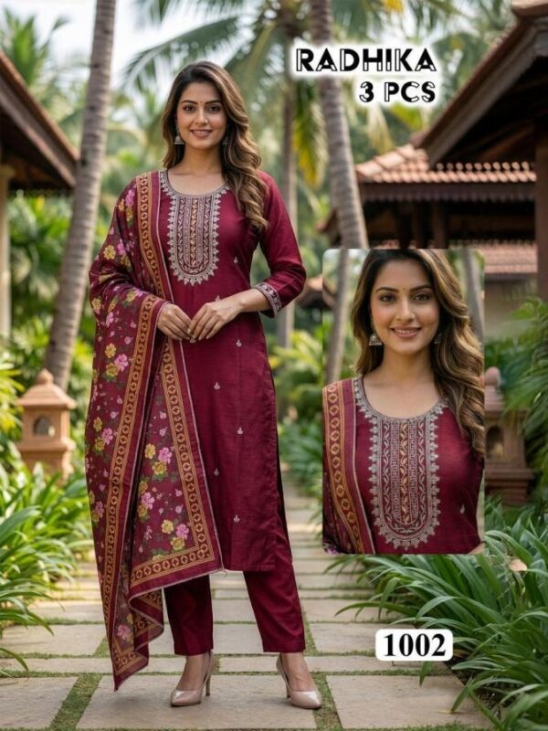 pr radhika series 1001 to 1008 vartican fully stitch casual salwar suit in wholesale surat Rehmat Boutique