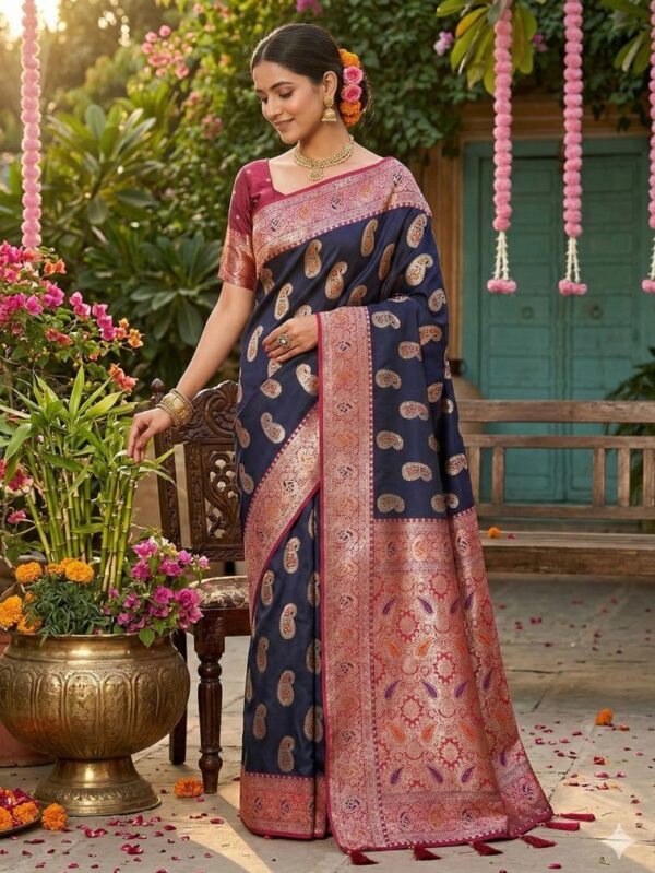 Pr RASHMIKA SILK fancy designer Soft Silk Blend fabric with Fancy latkan saree in wholesale surat Rehmat Boutique