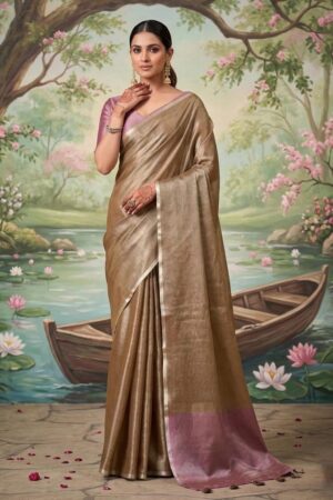 Pr VRINDAVAN by fancy designer Soft tissue silk fabric with Fancy latkan saree in wholesale surat Rehmat Boutique