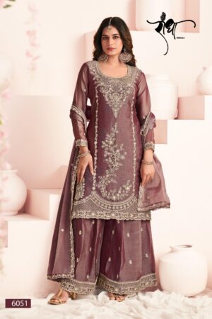 radha trendz haseena series 6051 to 6054 moss silk fully stitch designer plazzo suits in wholesale surat Rehmat Boutique