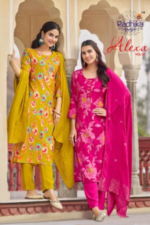 Home Rehmat Boutique Buy Ethnic Suits Online for Weddings radhika lifestyle alexa vol 7 series 7001 to 7008 fully stitch vertican silk plus size suits in wholesale surat Rehmat Boutique