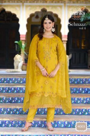 radhika sehnaaz vol 4 series 4001-4006 PURE ROMAN SILK wholesale readymade salwar kameez in surat Rehmat Boutique