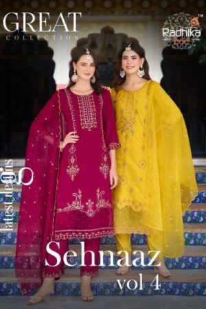 radhika sehnaaz vol 4 series 4001-4006 PURE ROMAN SILK wholesale readymade salwar kameez in surat Rehmat Boutique