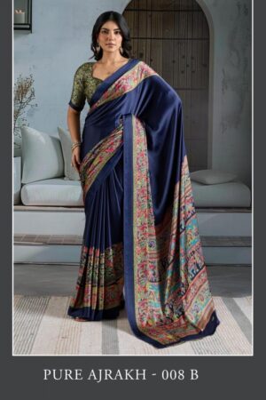 rajtex pure ajrakh 008 modal satin casual wear wholesale saree Rehmat Boutique