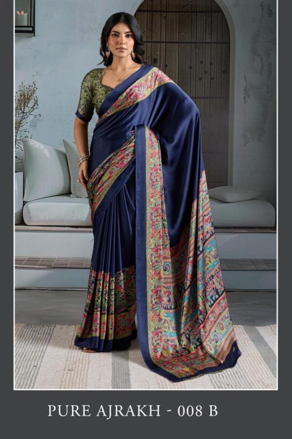 rajtex pure ajrakh 008 modal satin casual wear wholesale saree Rehmat Boutique