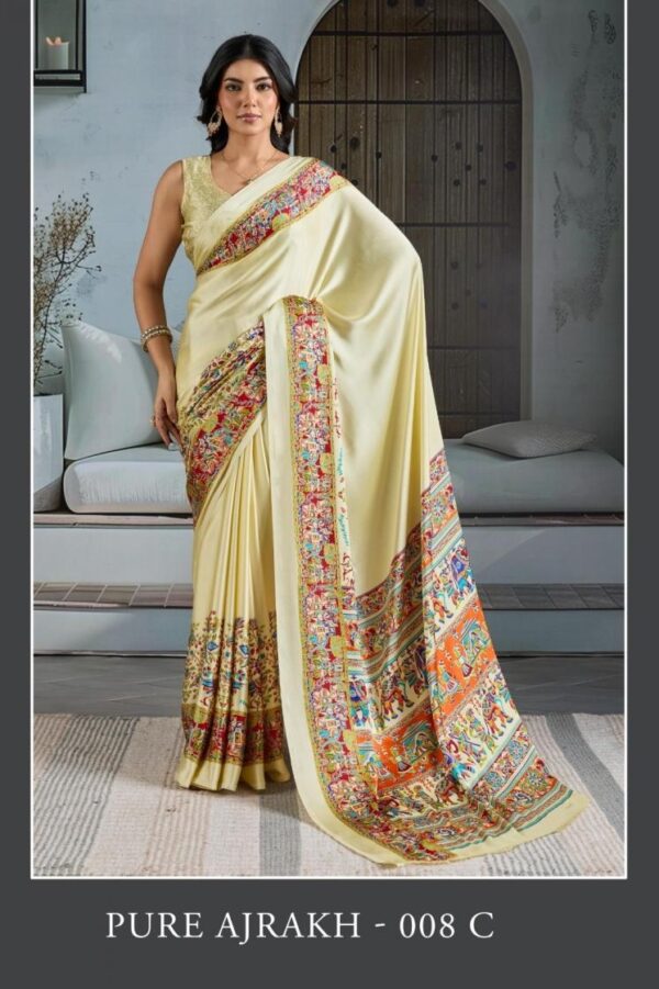 rajtex pure ajrakh 008 modal satin casual wear wholesale saree Rehmat Boutique