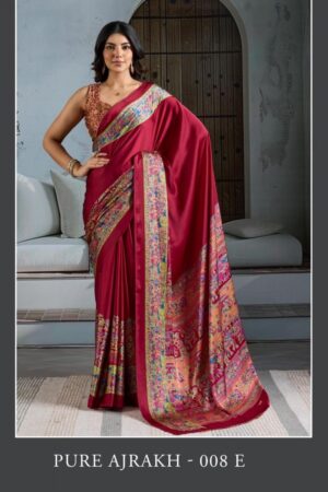 rajtex pure ajrakh 008 modal satin casual wear wholesale saree Rehmat Boutique