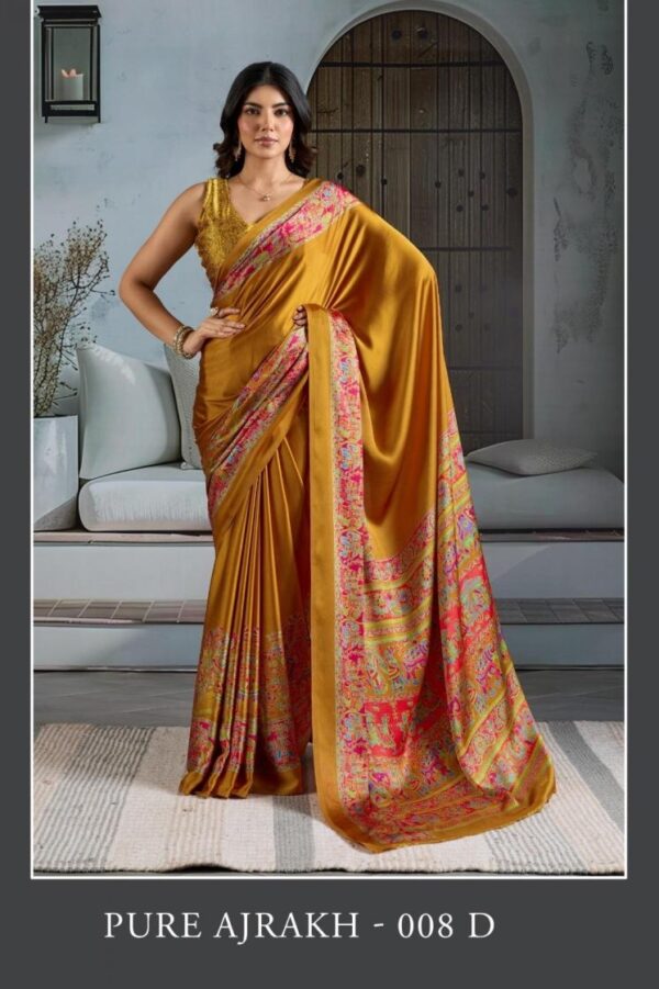 rajtex pure ajrakh 008 modal satin casual wear wholesale saree Rehmat Boutique