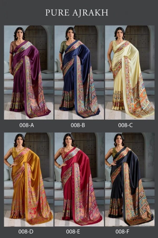 rajtex pure ajrakh 008 modal satin casual wear wholesale saree Rehmat Boutique