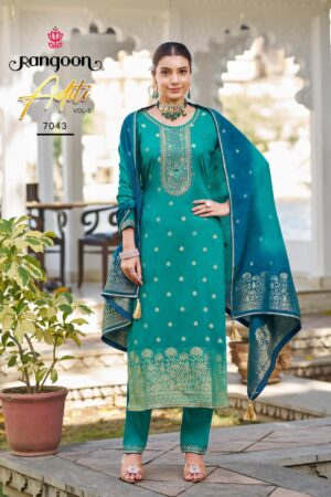 rangoon aditi vol 3 series 7041 to 7044 readymade viscose jacquard unique suit in wholesale surat Rehmat Boutique