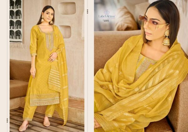 rubaish label arzoo sadagi bhag 1 readymade chanderi 1005 single yellow color suits Rehmat Boutique