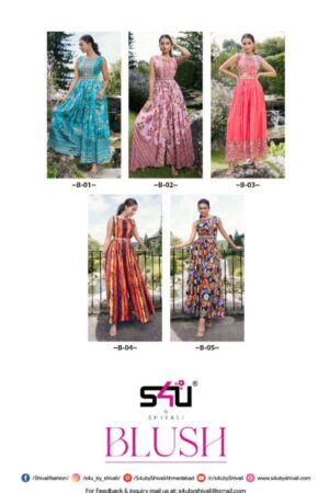 s4u blush series 01-05 pure sequence muslin kurti Rehmat Boutique