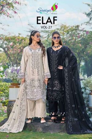 Home Rehmat Boutique Buy Ethnic Suits Online for Weddings SANIYA TRENDZ Elaf vol -27 COTTON WITH CHIKANKARI EMBROIDERED wholesale suit Rehmat Boutique