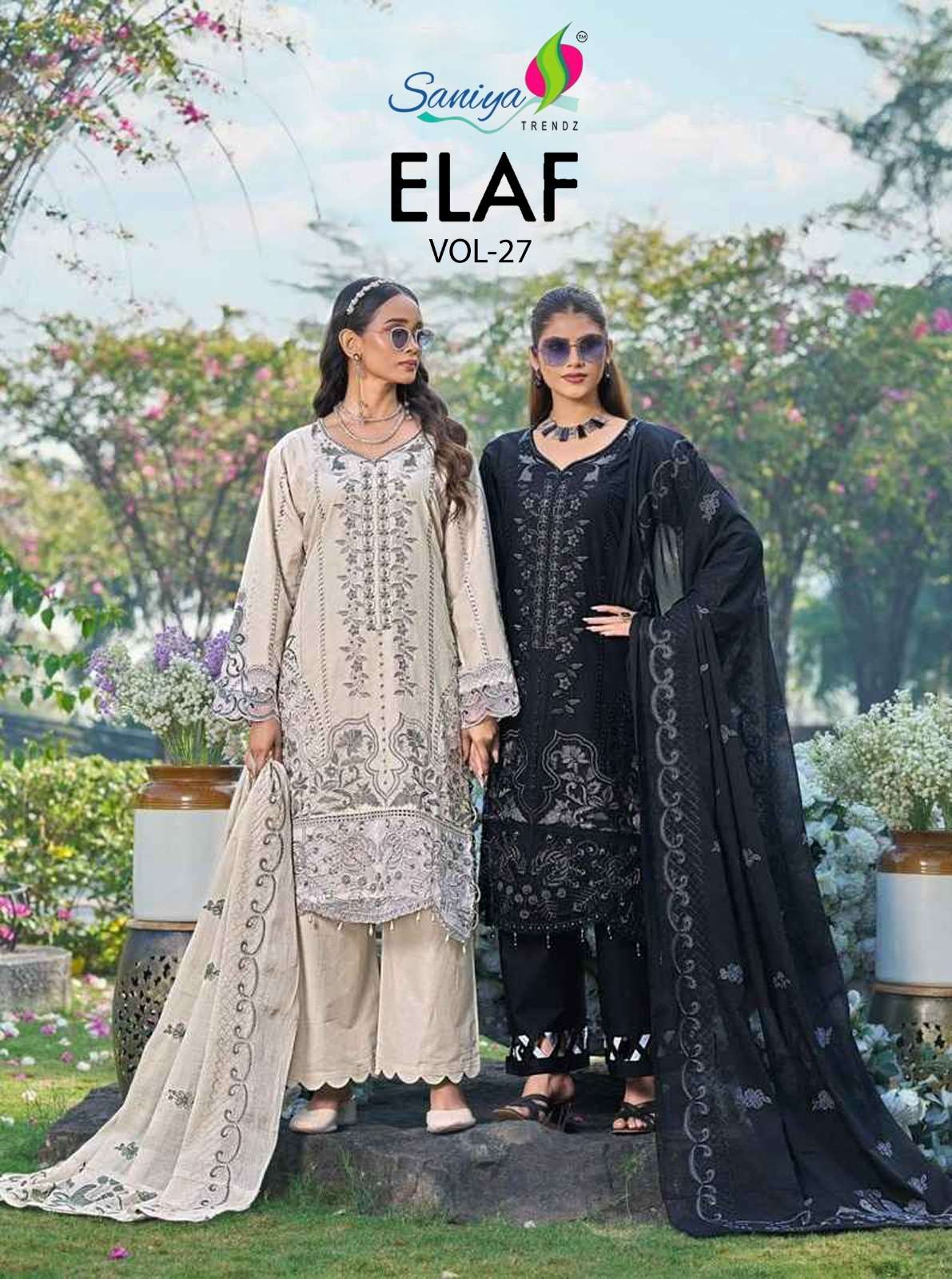 SANIYA TRENDZ Elaf vol -27 COTTON WITH CHIKANKARI EMBROIDERED wholesale suit Rehmat Boutique SANIYA TRENDZ Elaf vol -27 COTTON WITH CHIKANKARI EMBROIDERED wholesale suit SANIYA TRENDZ Elaf vol -27 COTTON WITH CHIKANKARI EMBROIDERED wholesale suit Rehmat Boutique