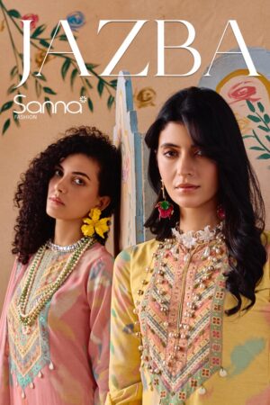 sanna fashion jazba series 11119-11124 linen unstitched ladies suit Rehmat Boutique