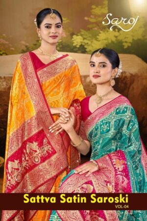 Saroj Sattva satin saroski vol 4 series 1001-1006 Satin silk wholesale saree Rehmat Boutique