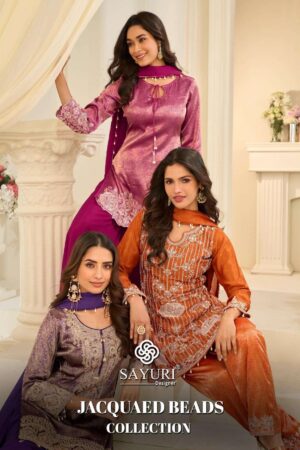 sayuri designer jacquard beads collection viscose jacquard silk readymade suit Rehmat Boutique