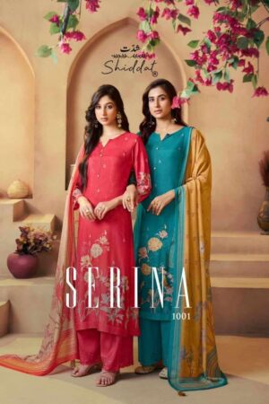 Home Rehmat Boutique Buy Ethnic Suits Online for Weddings shiddat serina 1001 A to D hit design muslin salwar kameez in wholesale surat Rehmat Boutique